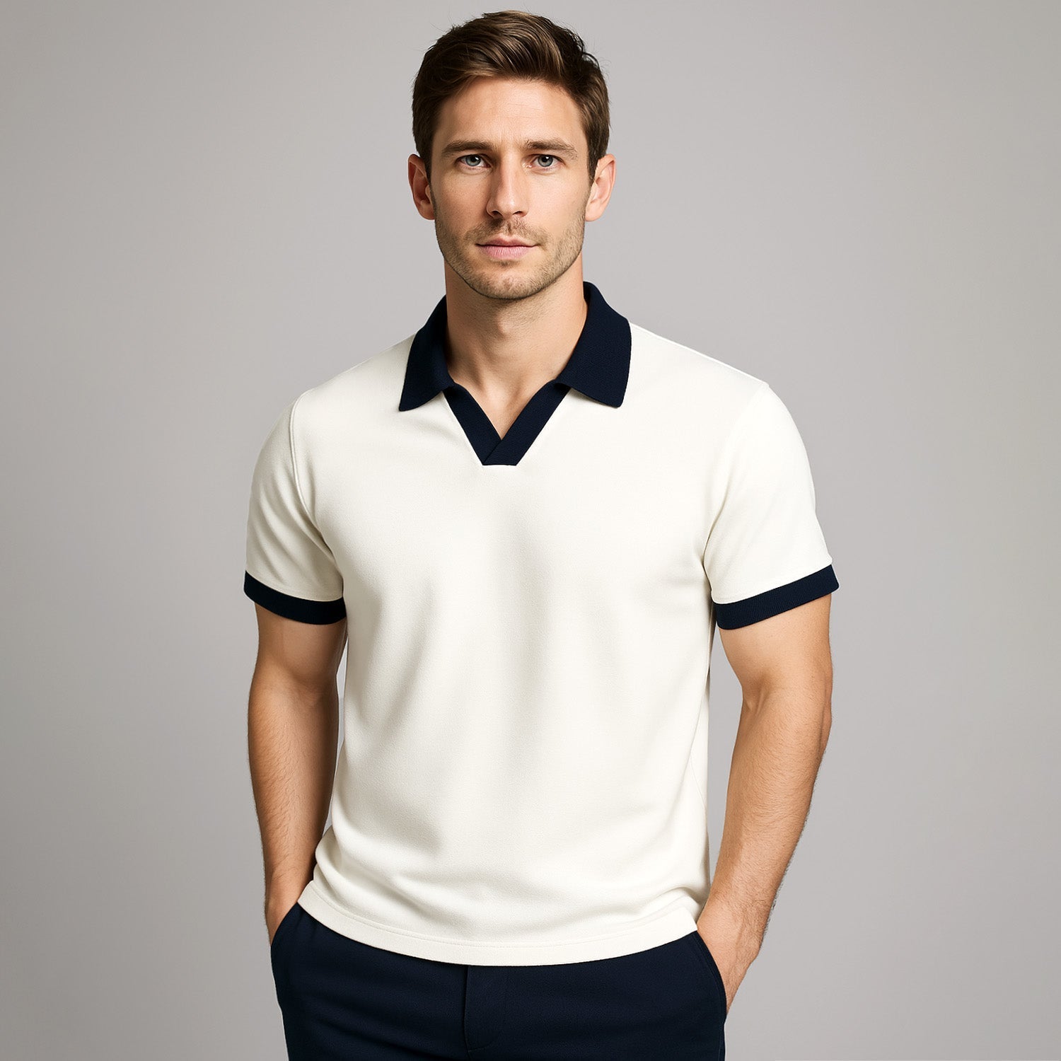 Polo shirt with stylish contrast details for men