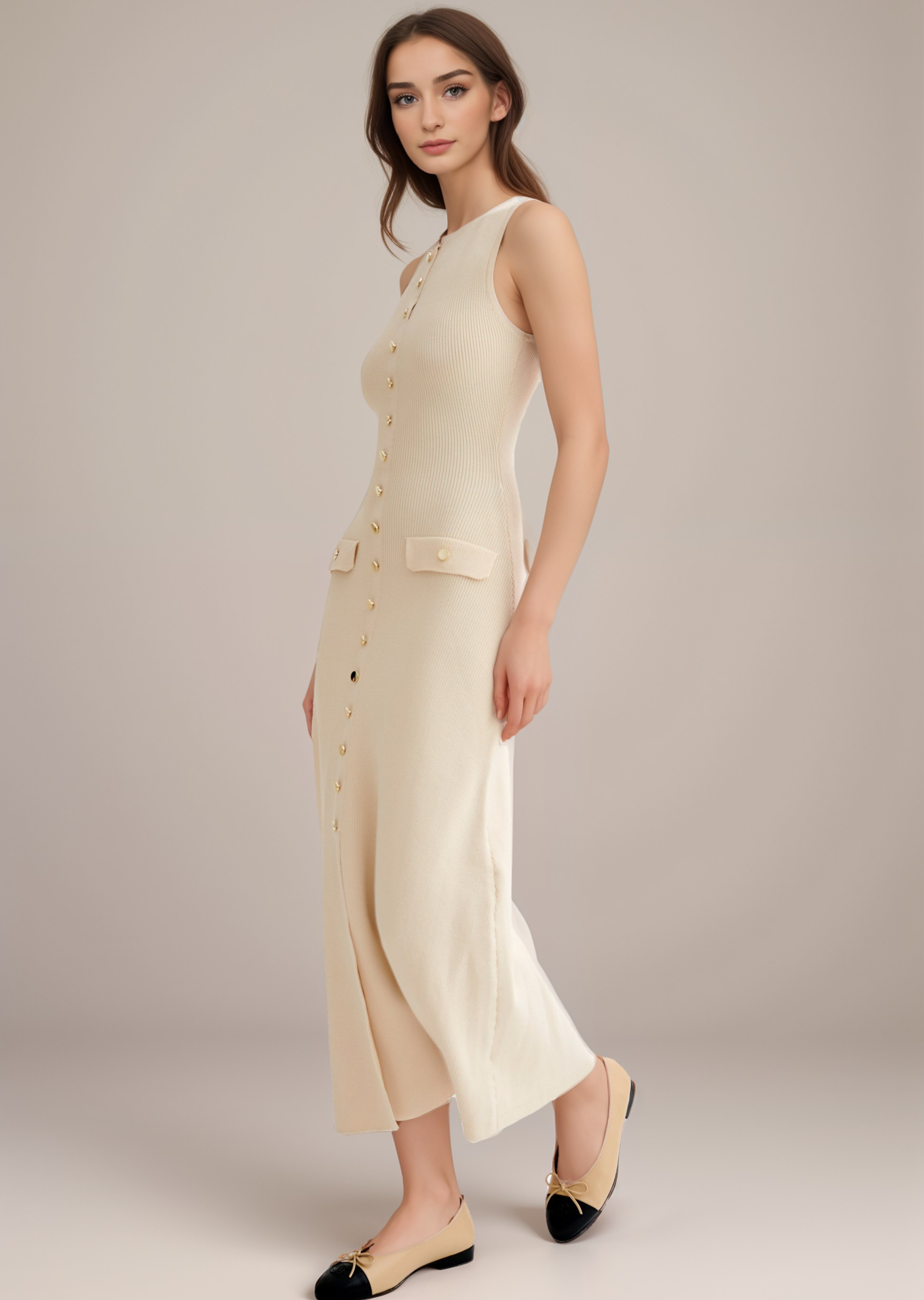 Elegantes Midikleid aus Strick – Bequemes Damenkleid für Alltag & Büro