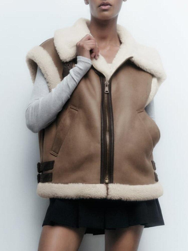 Teddy lining vest - cozy women's vest for autumn/winter