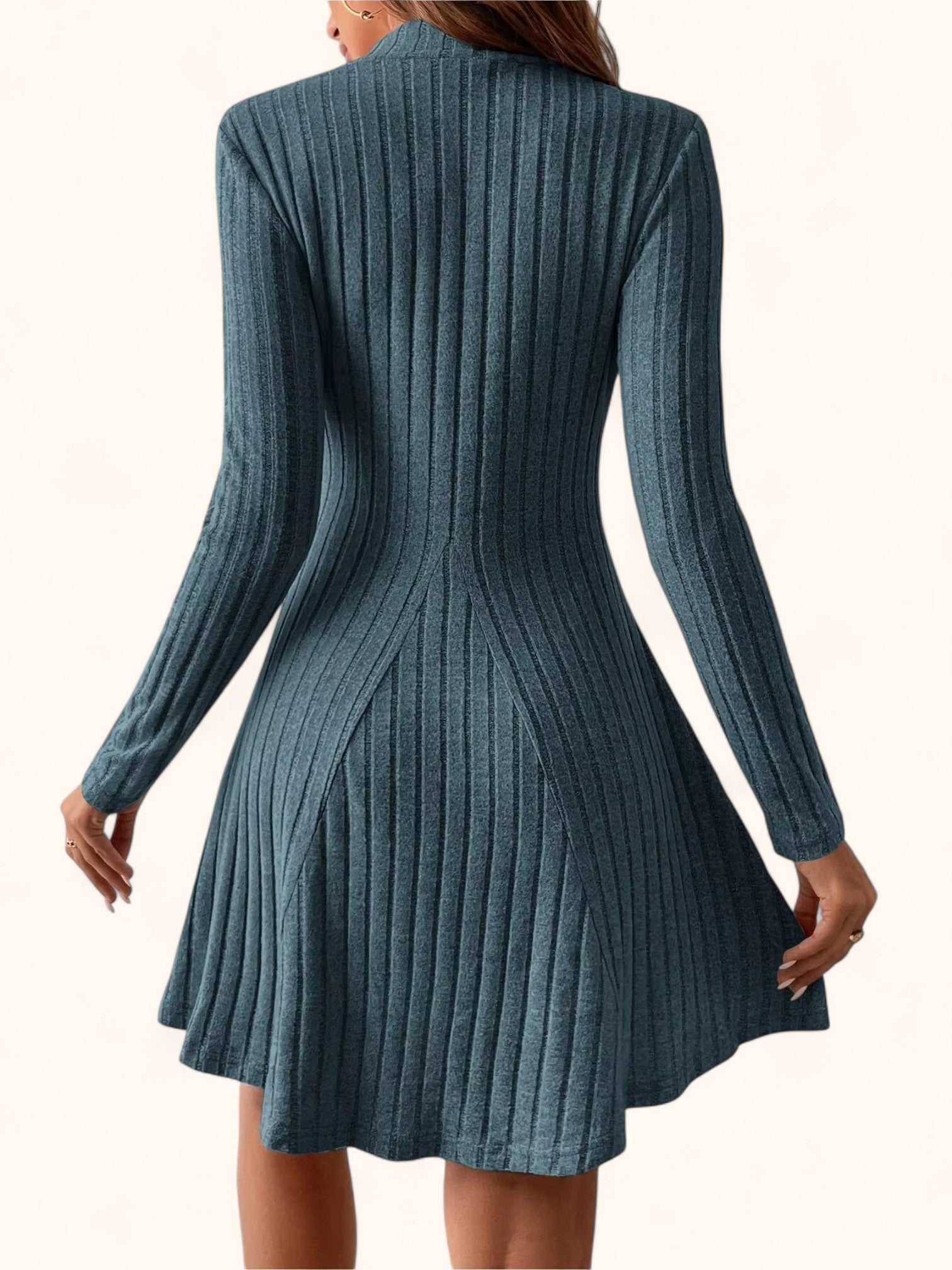 Einfarbiges A-Linien Kleid für Damen: Herbst-Winter Chic