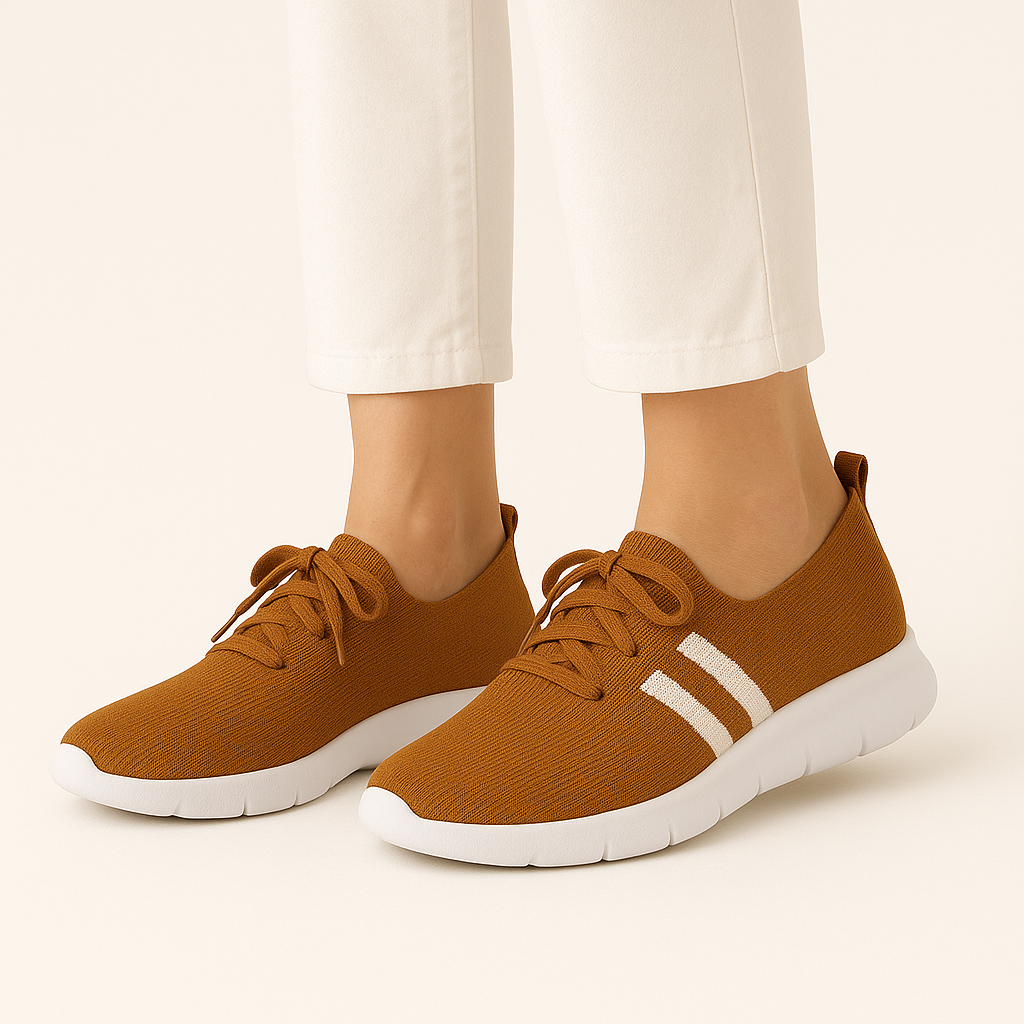 Atmungsaktive lila Strick-Sportschuhe für Damen – Komfort & Stil