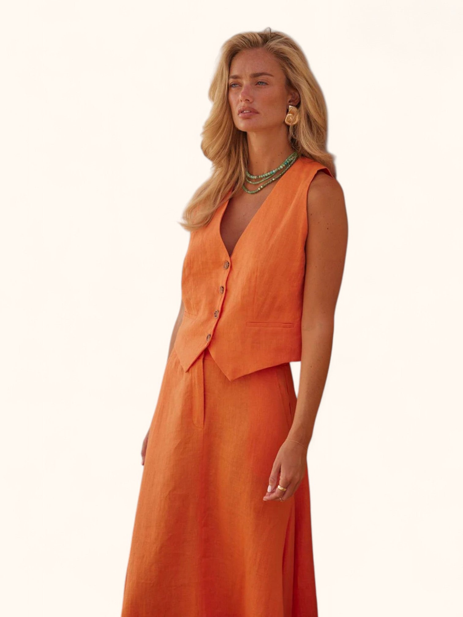 Damen Sommer Set: Ärmellose Weste & Rock Kombi
