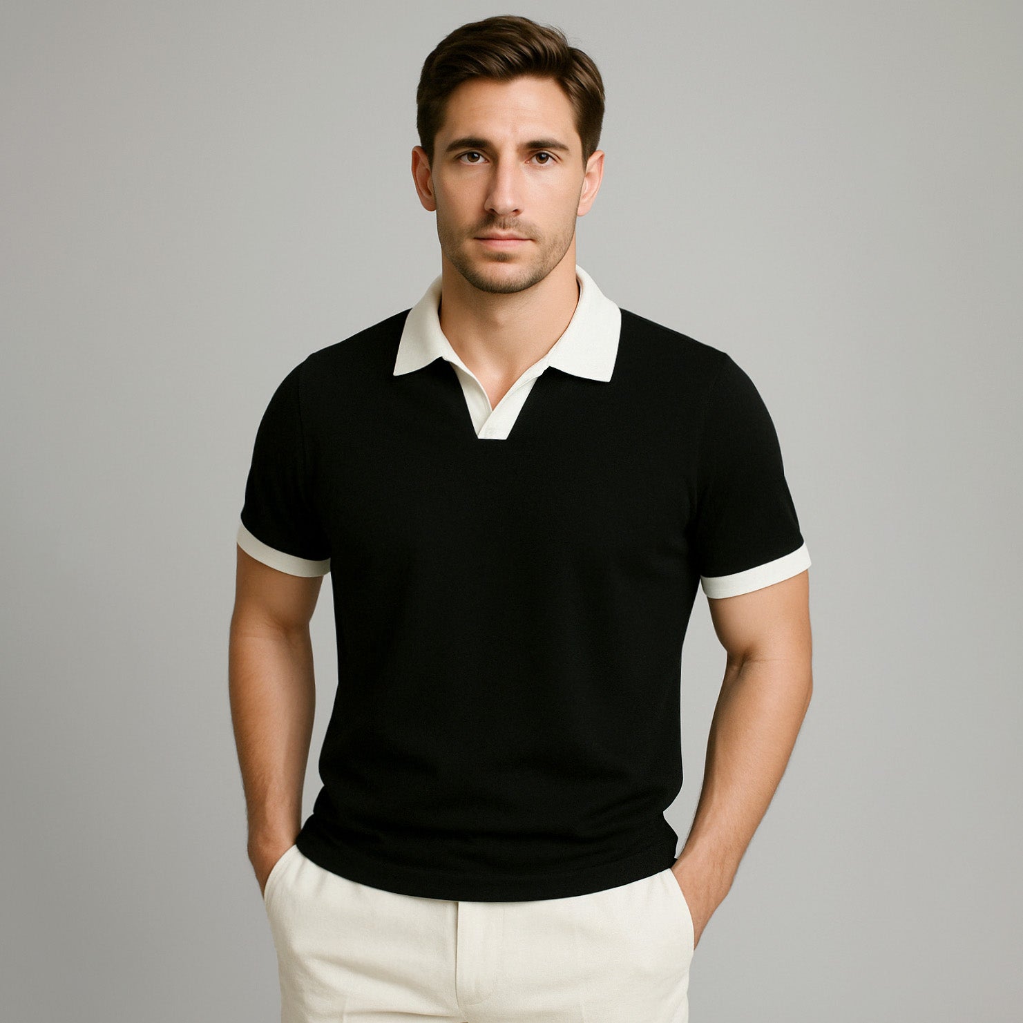 Polo shirt with stylish contrast details for men