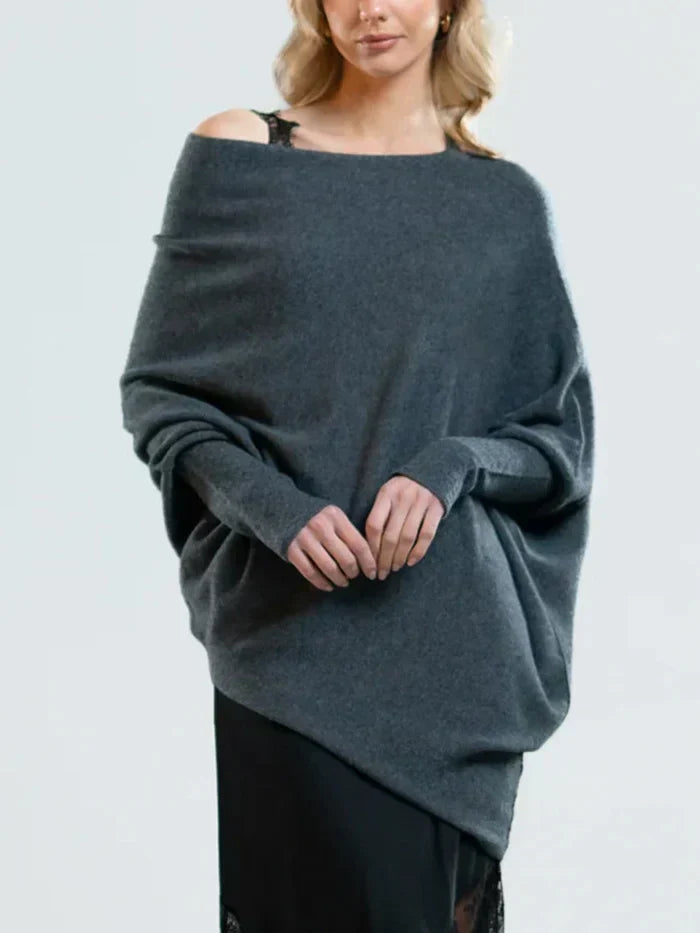 Asymmetric off-shoulder pullover | Elegant women's jumper