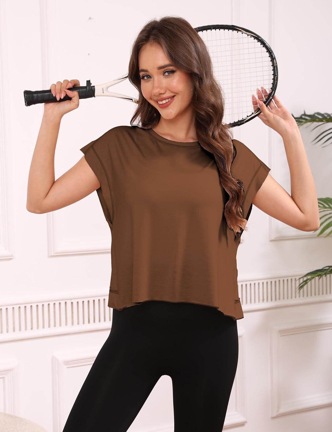 REMINORA® Women's Sport T-Shirt with Open Back – Casual Y2K Workout Crop Top for Yoga, Gym & Running | Breathable Short Sleeve Fitness Shirt
