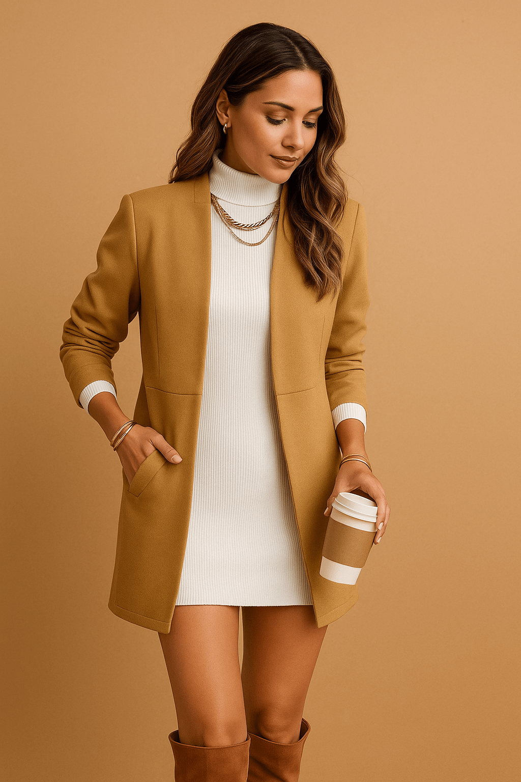 Long Women's Blazer Open – Elegance for Office & Everyday