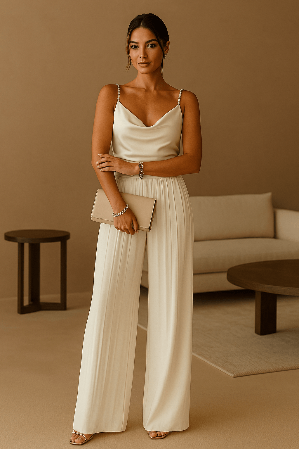 Elegant women's jumpsuit with wide legs – festive for weddings & special occasions