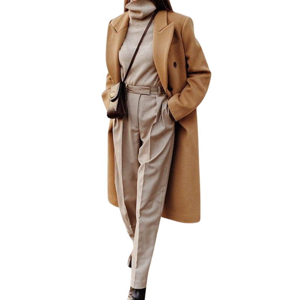 Figurbetonter Damen-Wollmantel für Winter – Büro & Freizeit