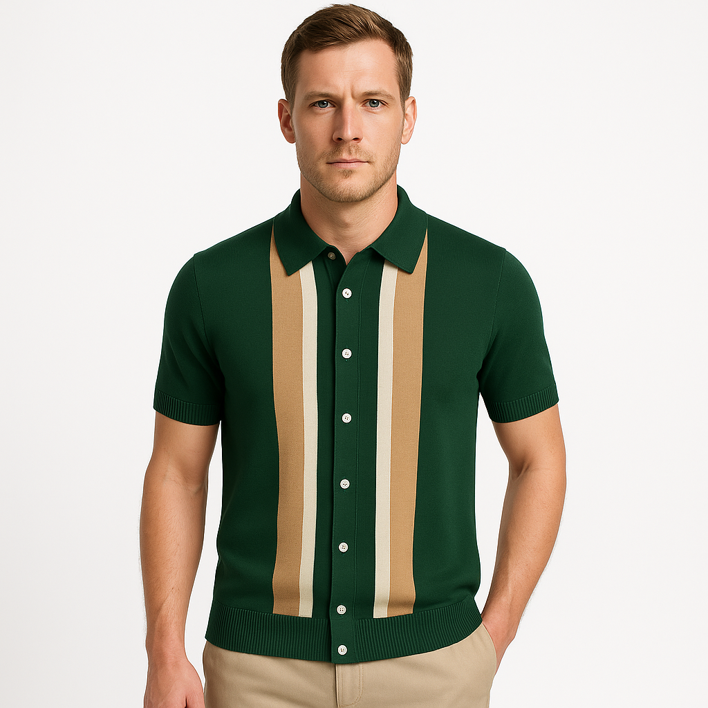 Knitted polo shirt with contrast collar – Elegant look