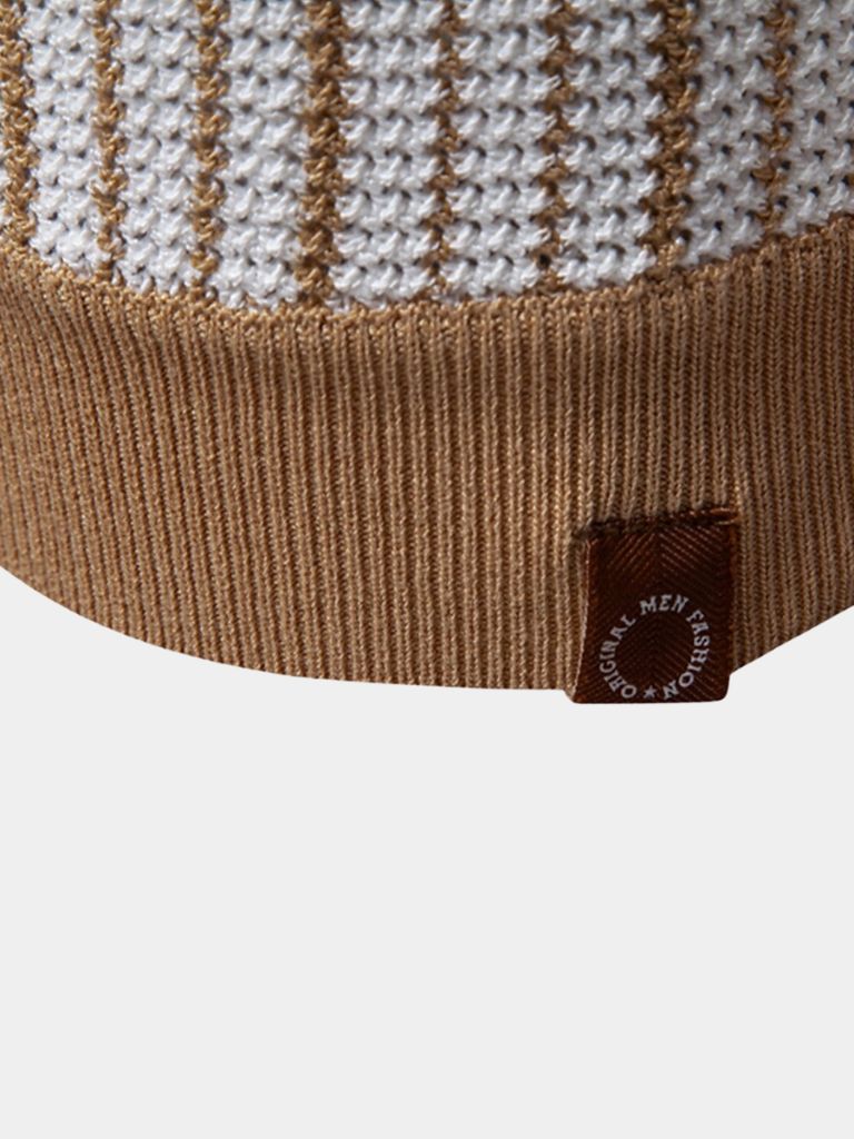 Knitted polo shirt with stripe pattern – Modern & stylish
