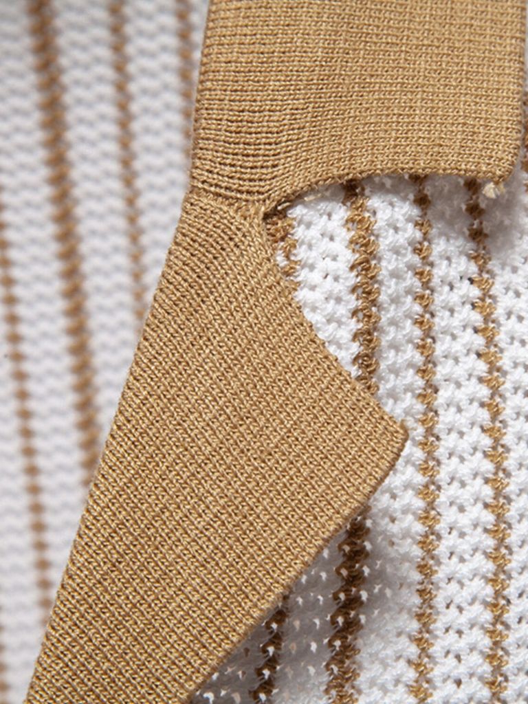 Knitted polo shirt with stripe pattern – Modern & stylish