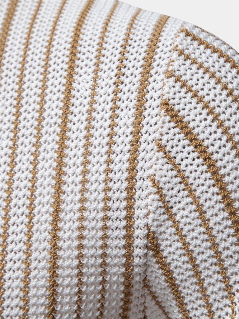 Knitted polo shirt with stripe pattern – Modern & stylish
