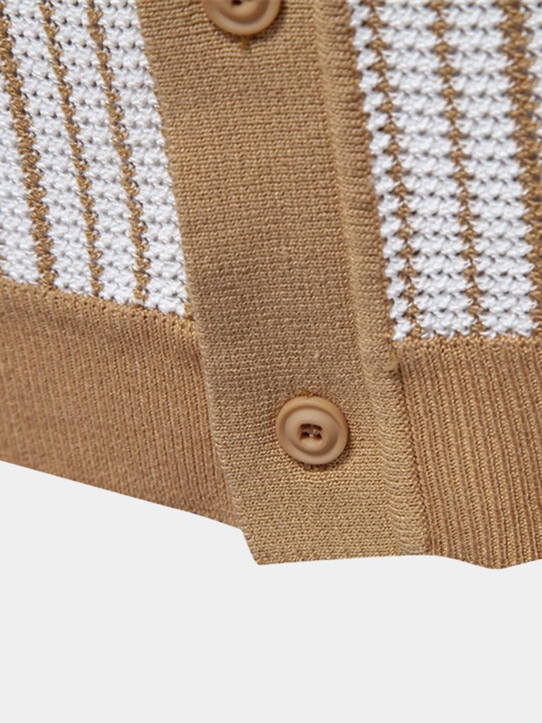 Knitted polo shirt with stripe pattern – Modern & stylish