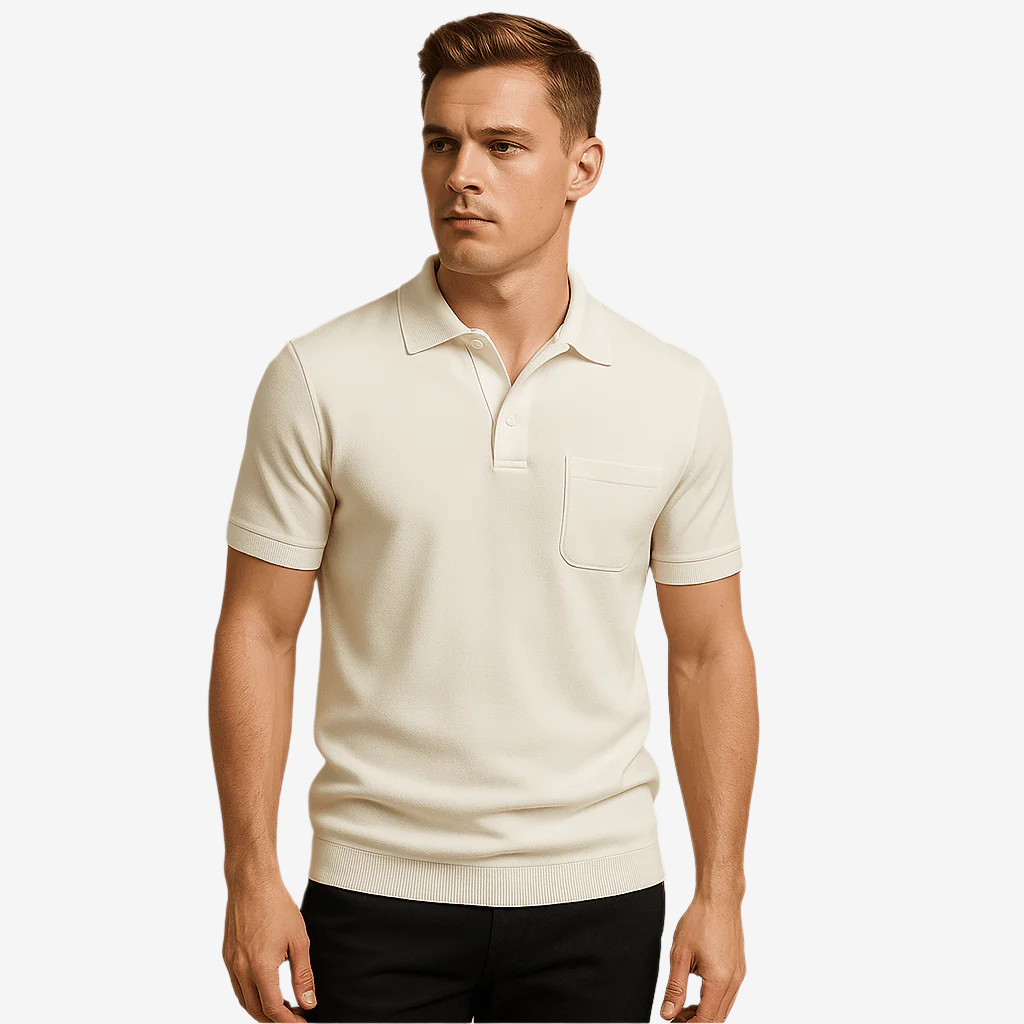 Polo shirt slim fit with V-neck for men