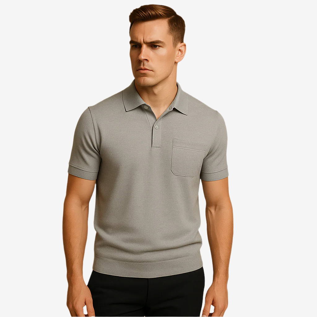 Polo shirt slim fit with V-neck for men