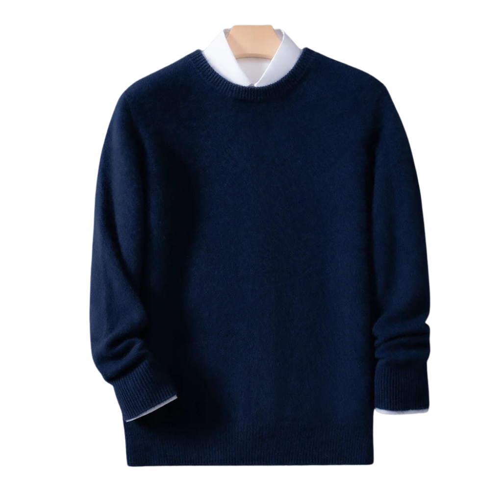 Merinowolle Herrenpullover: Smart Casual, O-Neck, Langarm