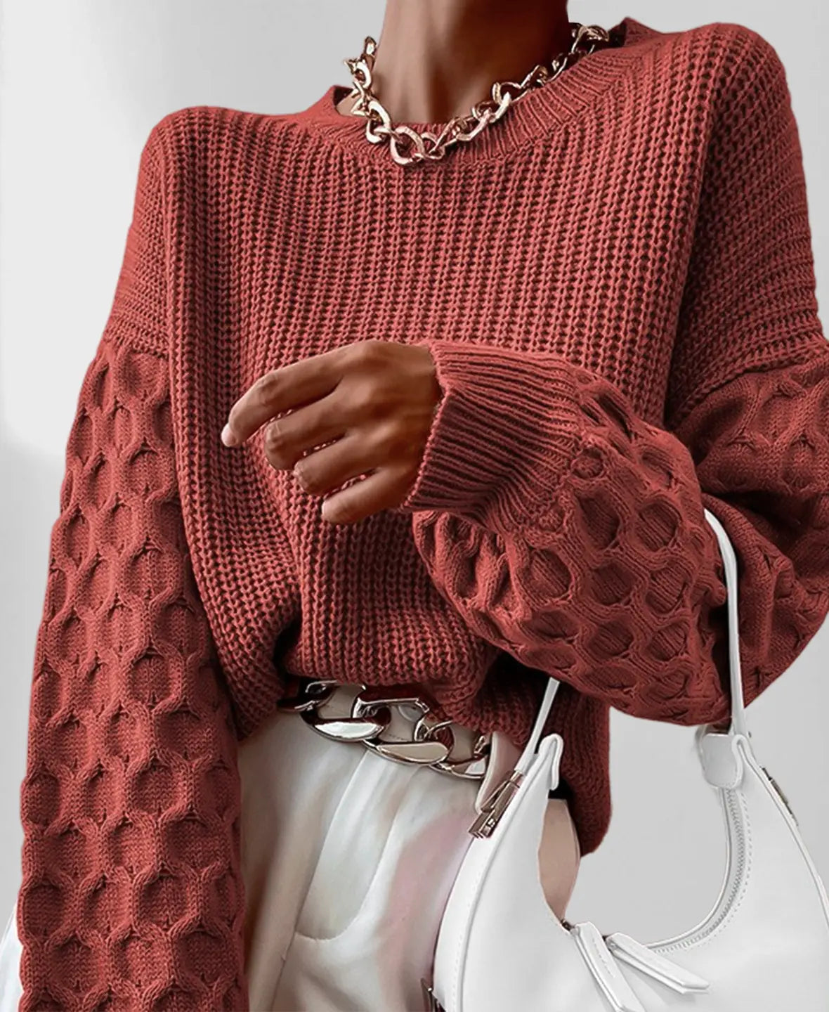 Cozy women's knitted sweater – warm oversized autumn & winter sweater for women