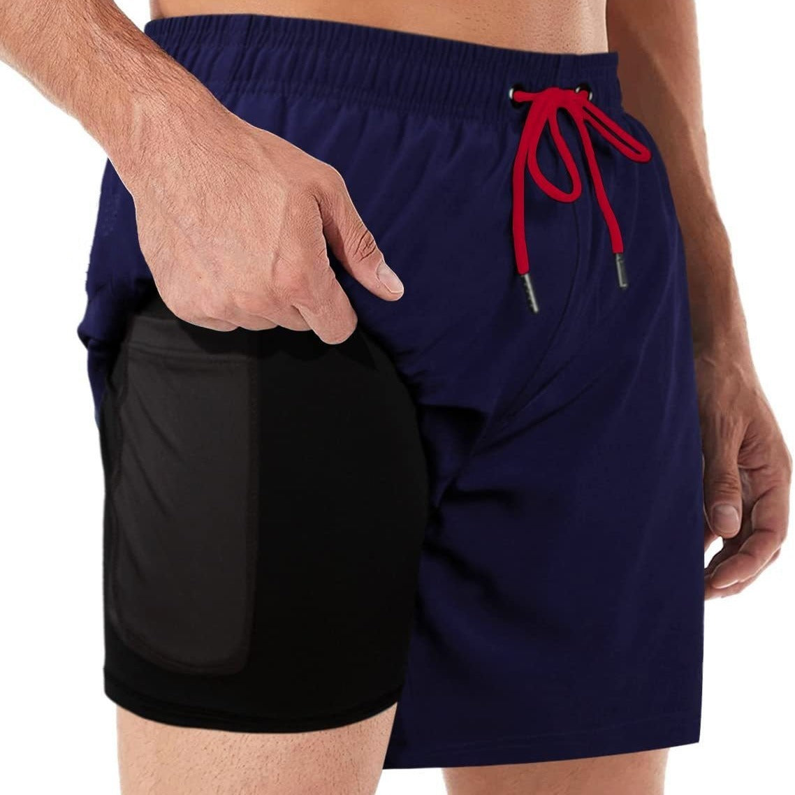 2-in-1 Men's Swim & Fitness Shorts with Compression Inner Shorts – Quick Drying & with Pockets | Ideal for Swimming, Training & Leisure