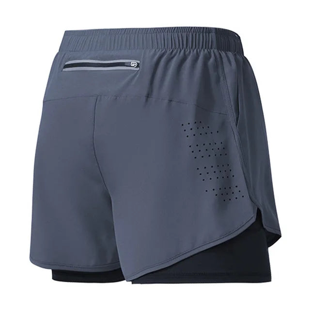 Men's 2-in-1 Running Shorts Black ā Double-Layer Fitness Shorts with Inner Shorts | Quick Drying & Breathable for Training, Workout & Bodybuilding