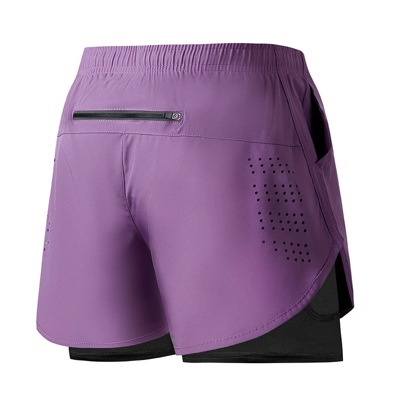Men's 2-in-1 Running Shorts Black ā Double-Layer Fitness Shorts with Inner Shorts | Quick Drying & Breathable for Training, Workout & Bodybuilding