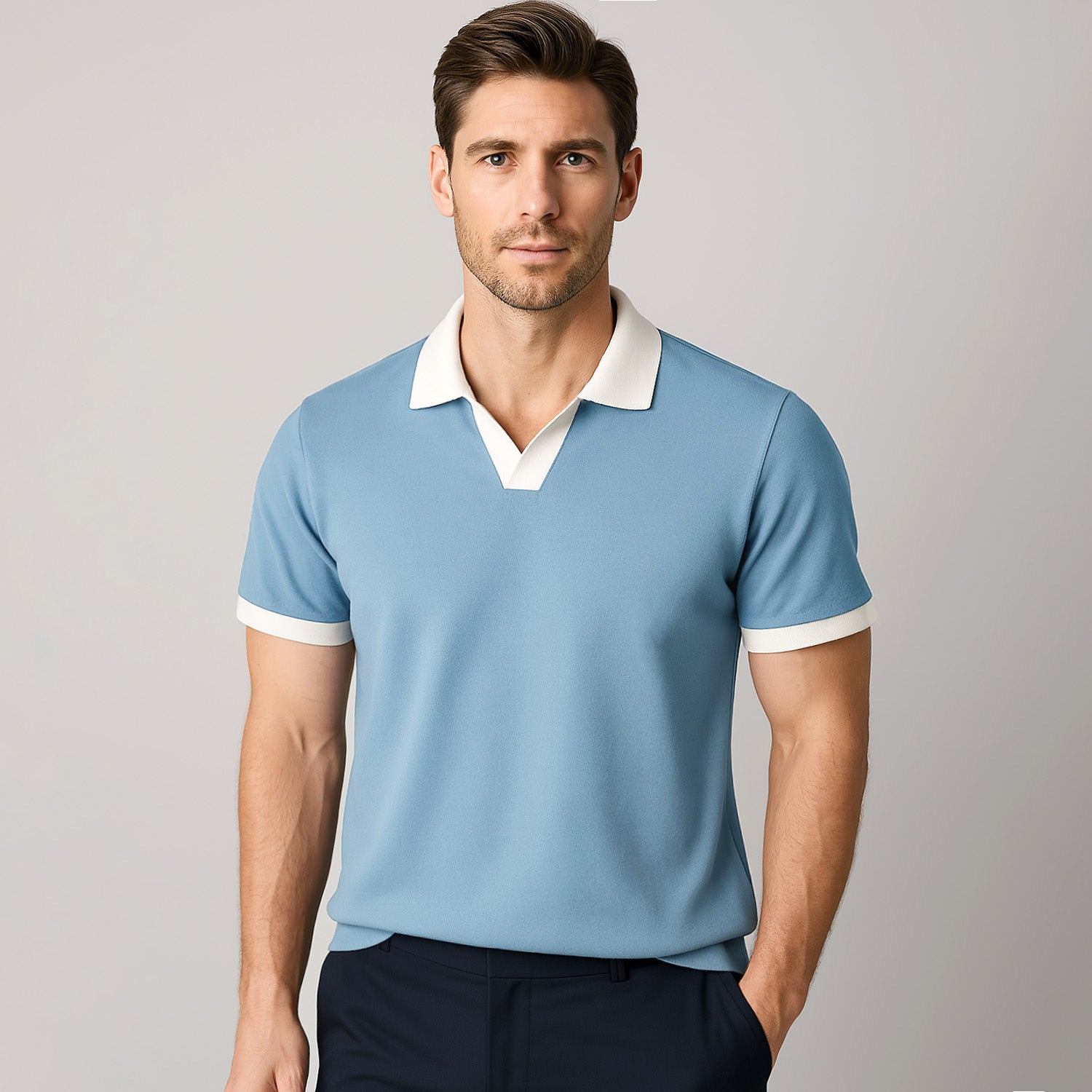 Polo shirt with stylish contrast details for men