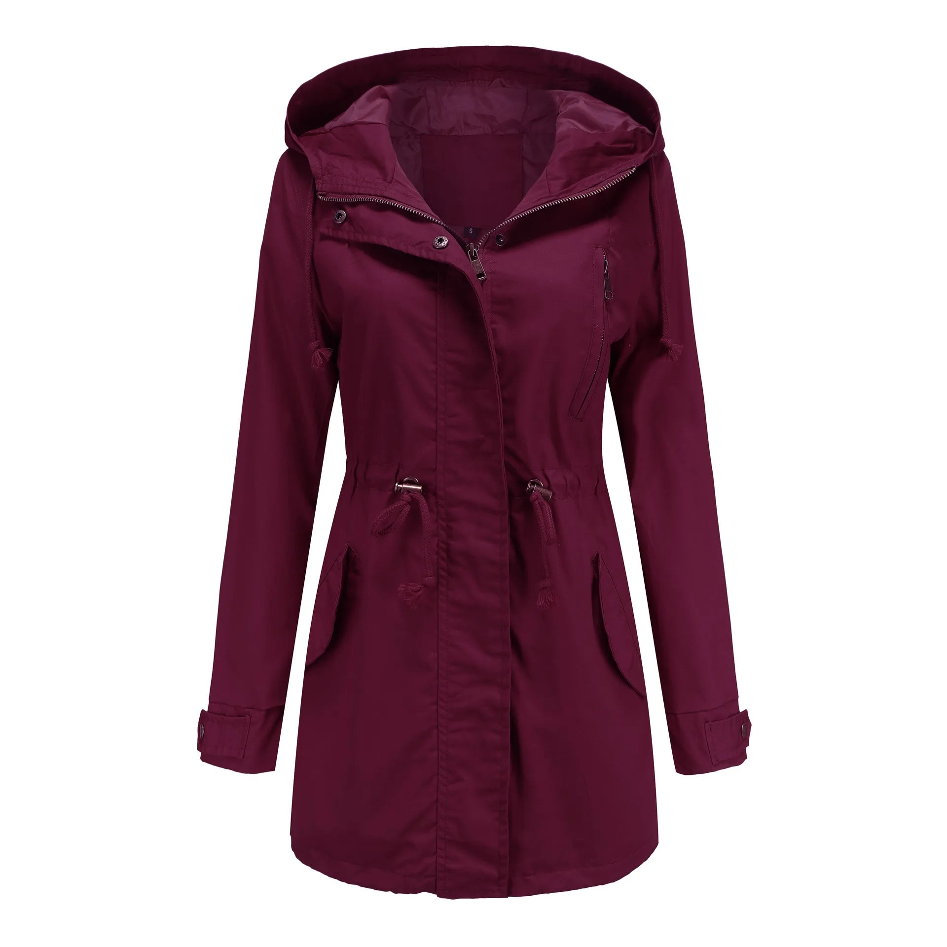Women's zipper windbreaker with drawstring