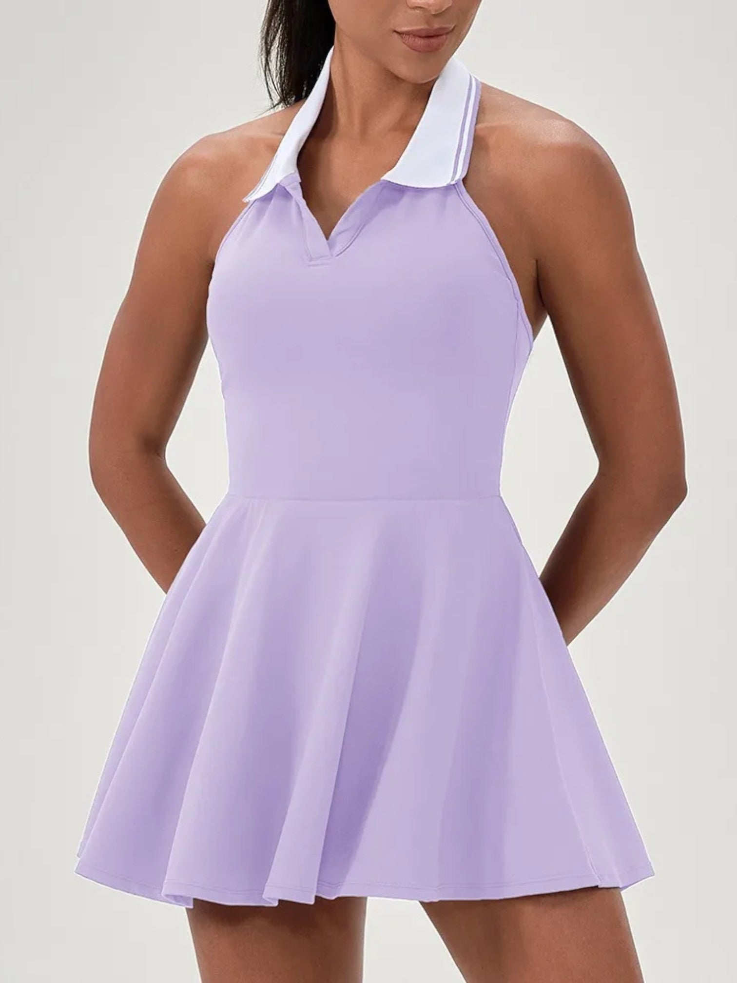 Women's Sports Dress – Sleeveless Tennis & Fitness Dress with Hanging Neck | Sexy One-Piece for Outdoor, Yoga & Leisure