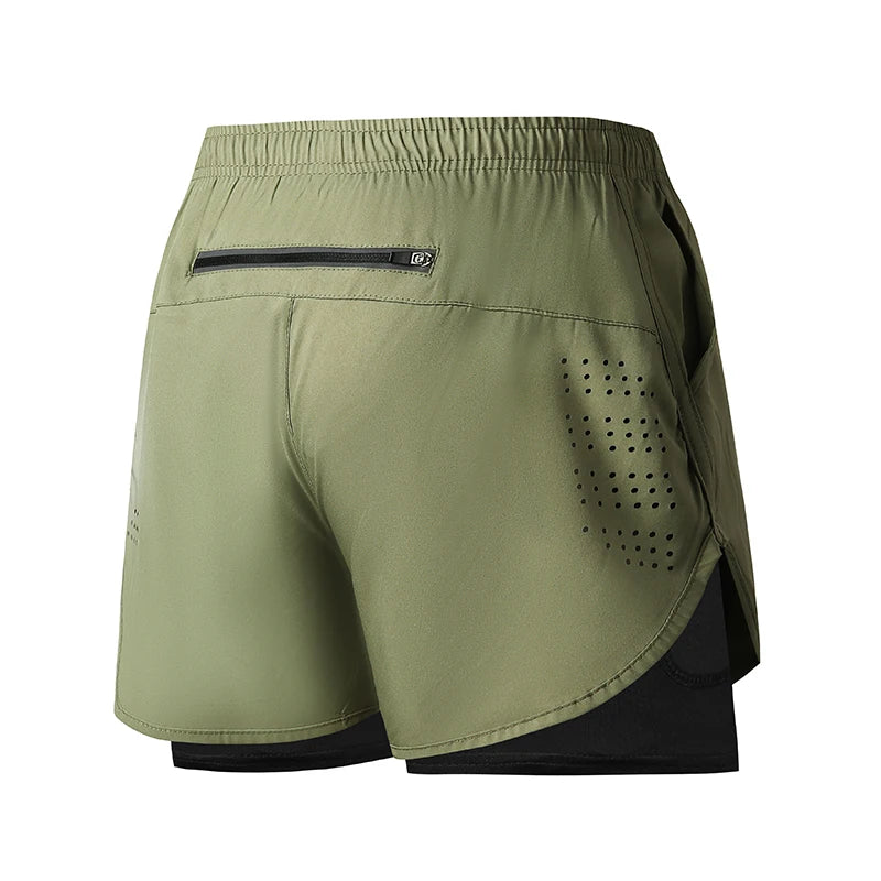 Men's 2-in-1 Running Shorts Black ā Double-Layer Fitness Shorts with Inner Shorts | Quick Drying & Breathable for Training, Workout & Bodybuilding
