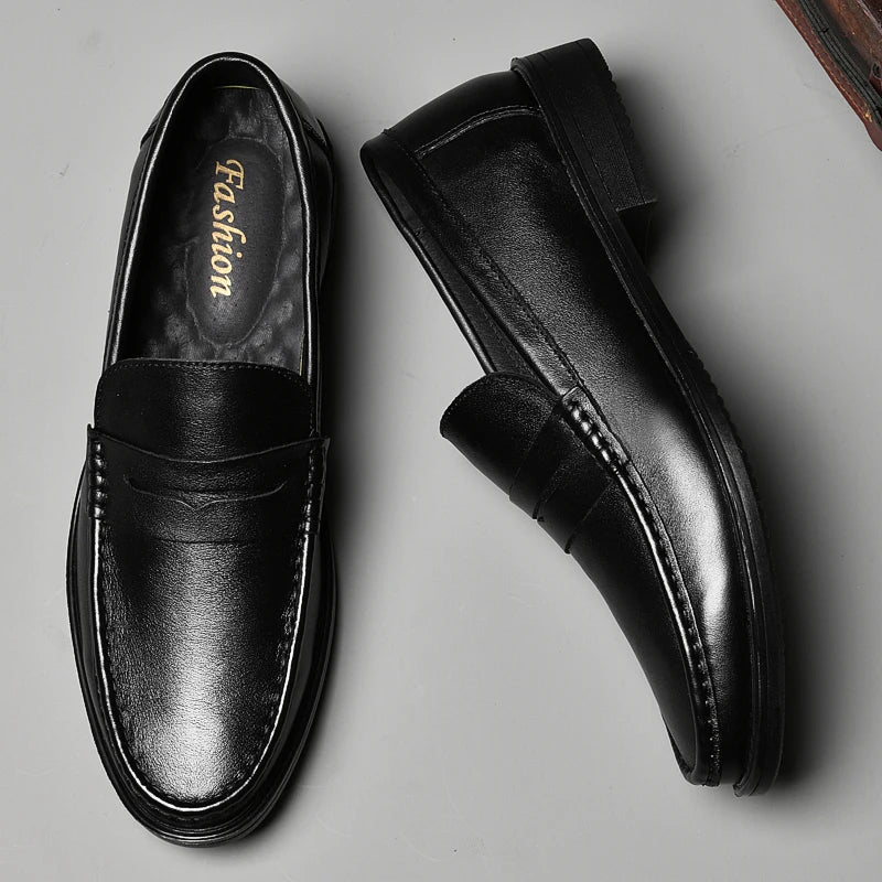 Luxurious Men's Moccasins Made Of Genuine Leather – Italian Slip-On Business Loafers With Cut-Out Design