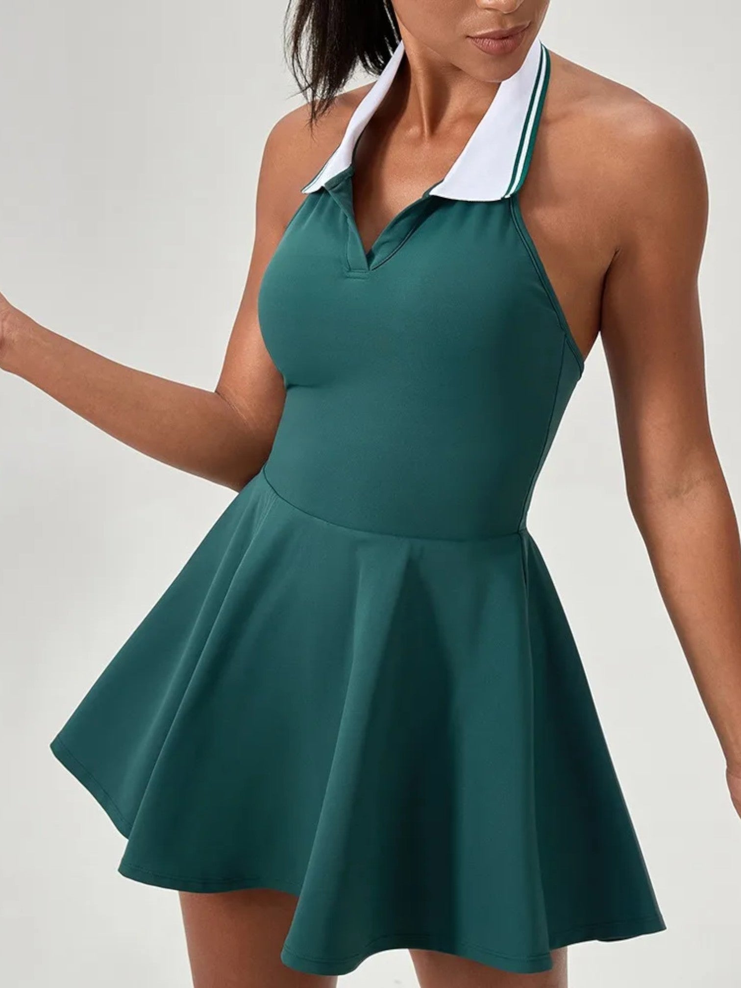 Women's Sports Dress – Sleeveless Tennis & Fitness Dress with Hanging Neck | Sexy One-Piece for Outdoor, Yoga & Leisure