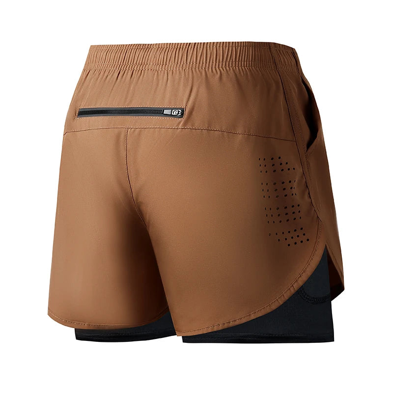 Men's 2-in-1 Running Shorts Black ā Double-Layer Fitness Shorts with Inner Shorts | Quick Drying & Breathable for Training, Workout & Bodybuilding