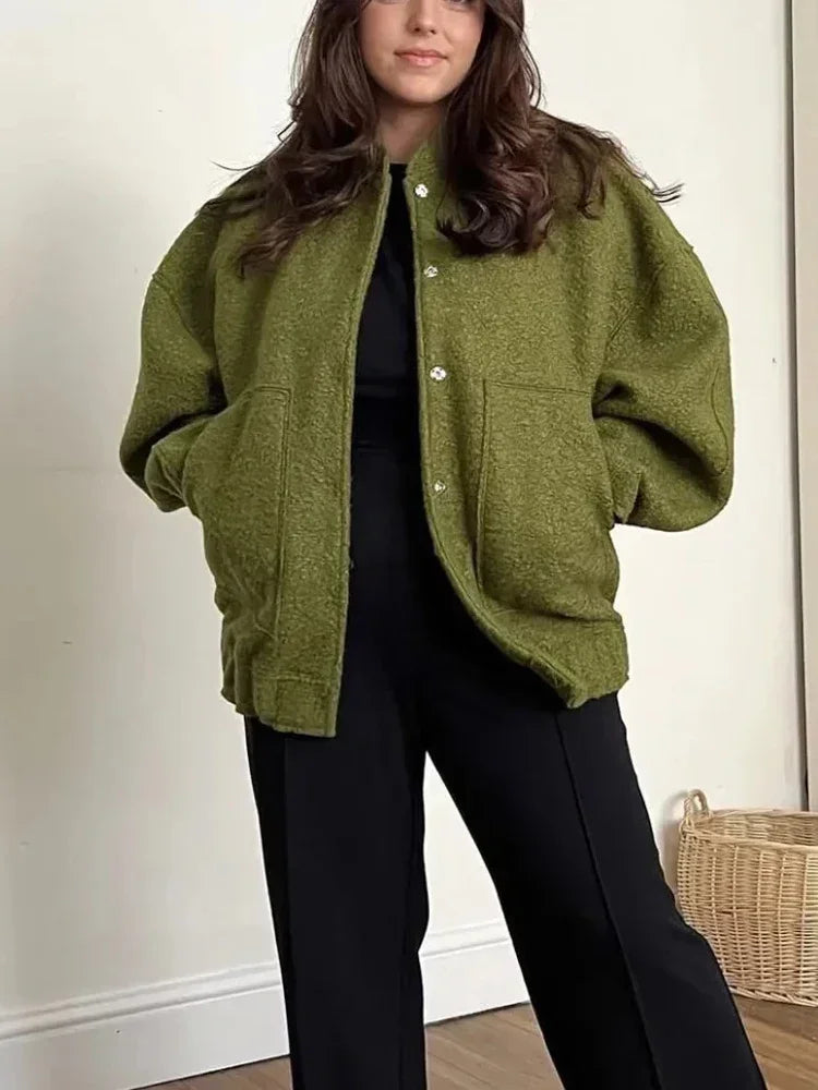 Oversize bomber jacket with buttons