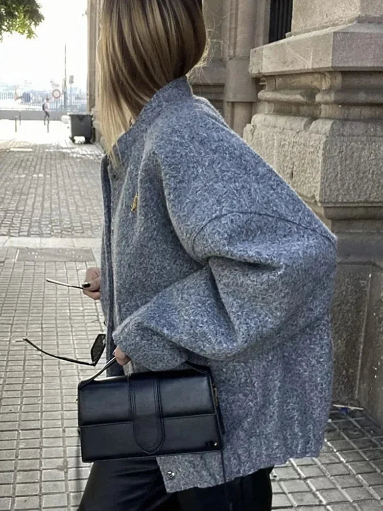 Oversize bomber jacket with buttons