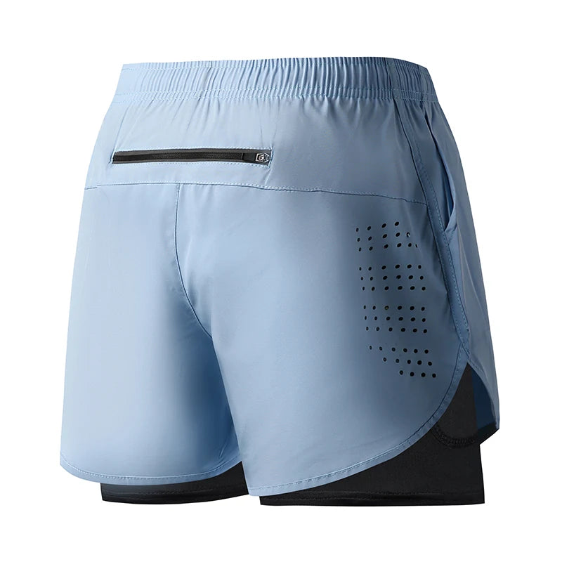 Men's 2-in-1 Running Shorts Black ā Double-Layer Fitness Shorts with Inner Shorts | Quick Drying & Breathable for Training, Workout & Bodybuilding