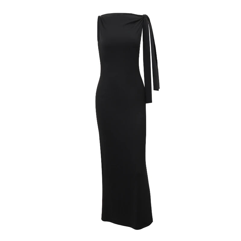 Langes Sommerkleid Damen – Figurbetontes Kleid mit Rundhals für Party, Urlaub & Abendlooks