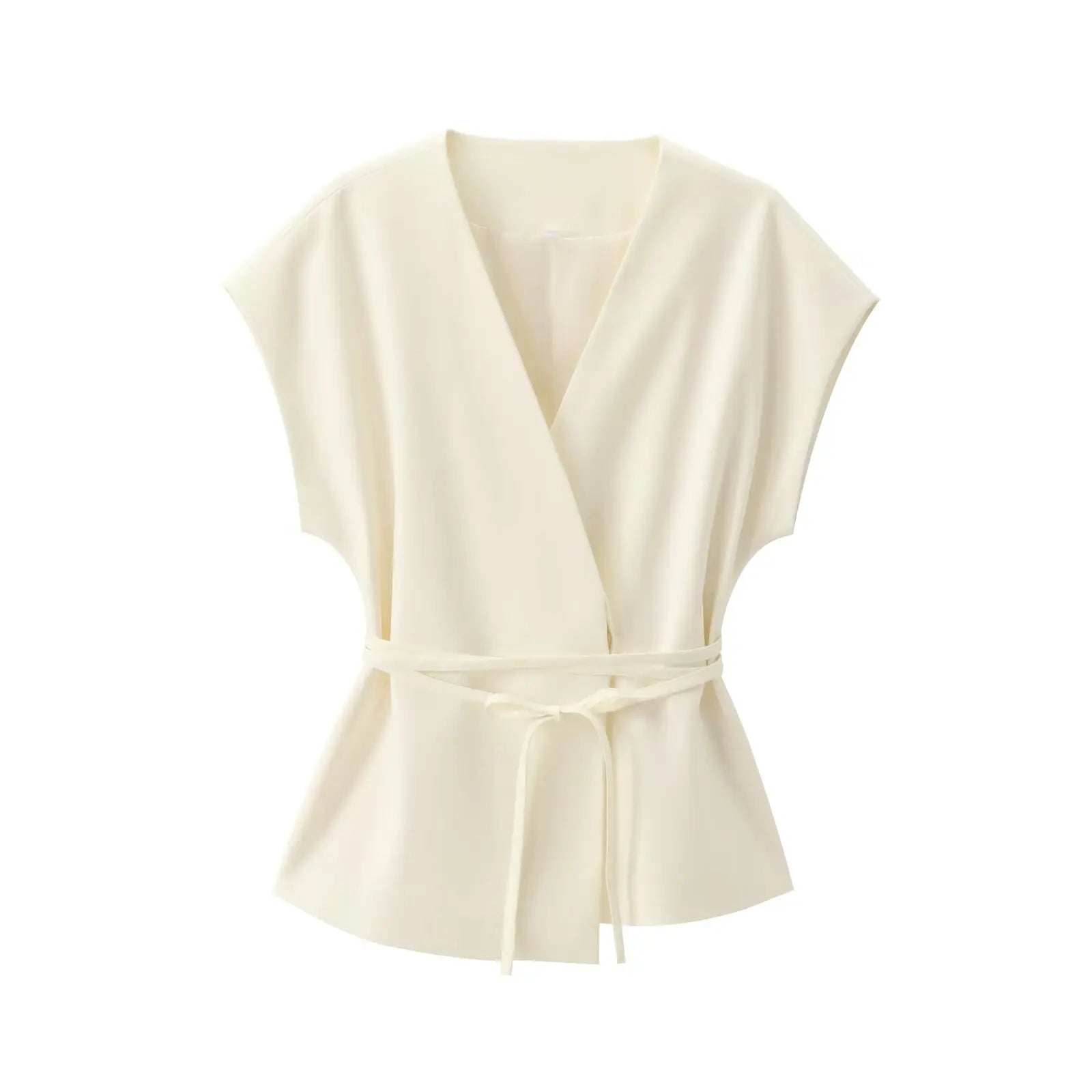 Elegantes Damen Zweiteiler Set 2025 – Ärmelloses V-Ausschnitt Top mit Gürtel & Gerade Hose für Büro, Alltag & Sommer-Outfits