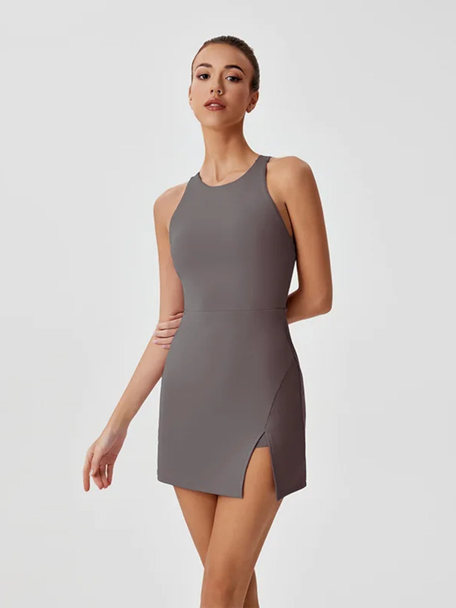 Women's Tennis & Fitness Dress – Backless with Slit | Summer Sports Dress for Yoga, Running & Training