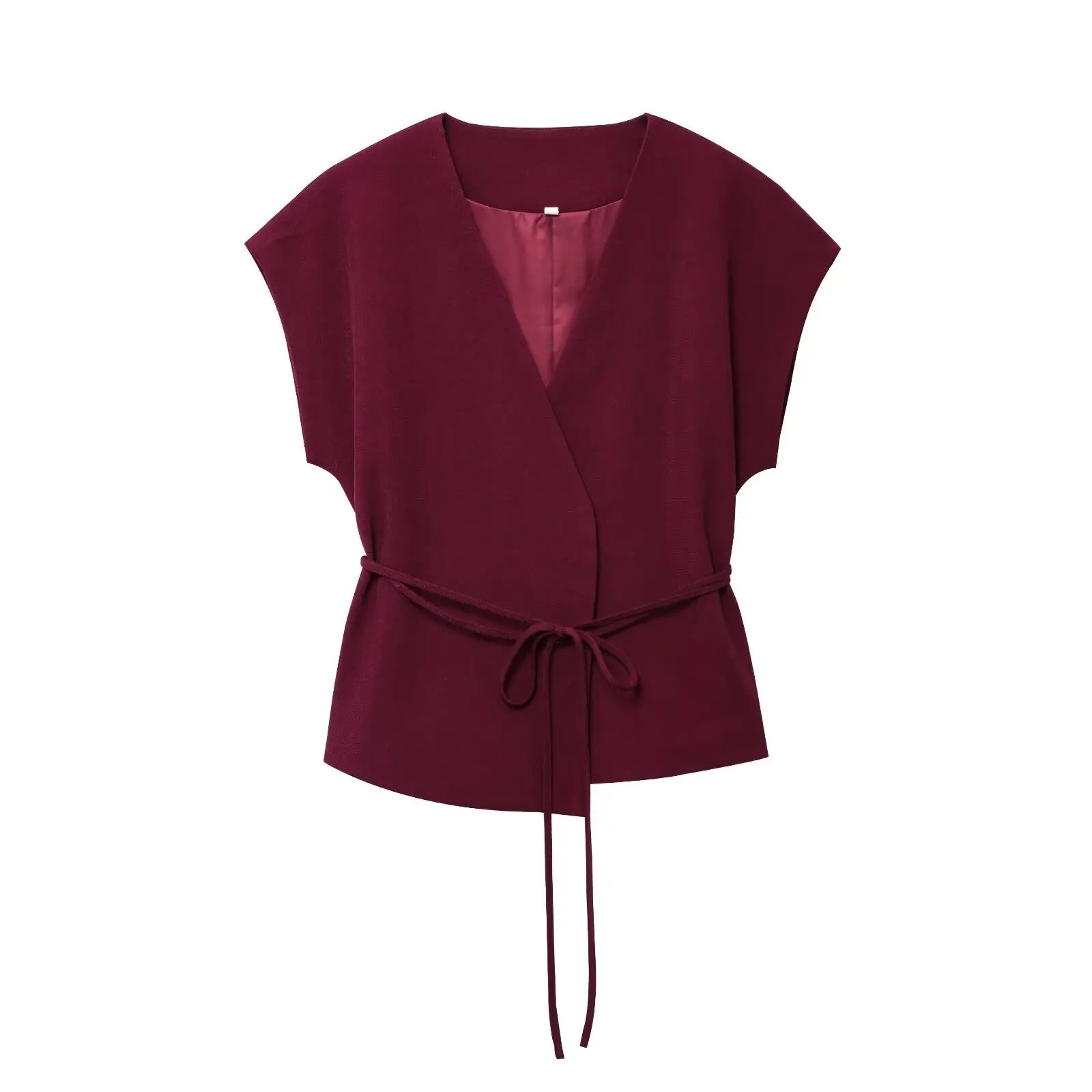 Elegantes Damen Zweiteiler Set 2025 – Ärmelloses V-Ausschnitt Top mit Gürtel & Gerade Hose für Büro, Alltag & Sommer-Outfits