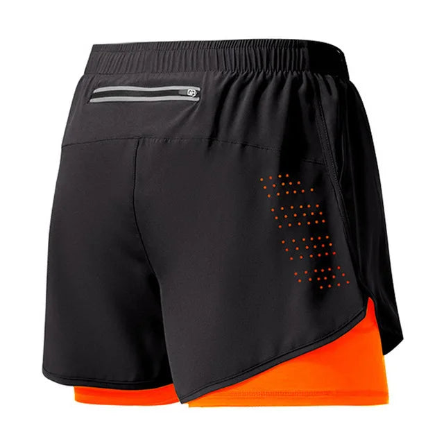 Men's 2-in-1 Running Shorts Black ā Double-Layer Fitness Shorts with Inner Shorts | Quick Drying & Breathable for Training, Workout & Bodybuilding