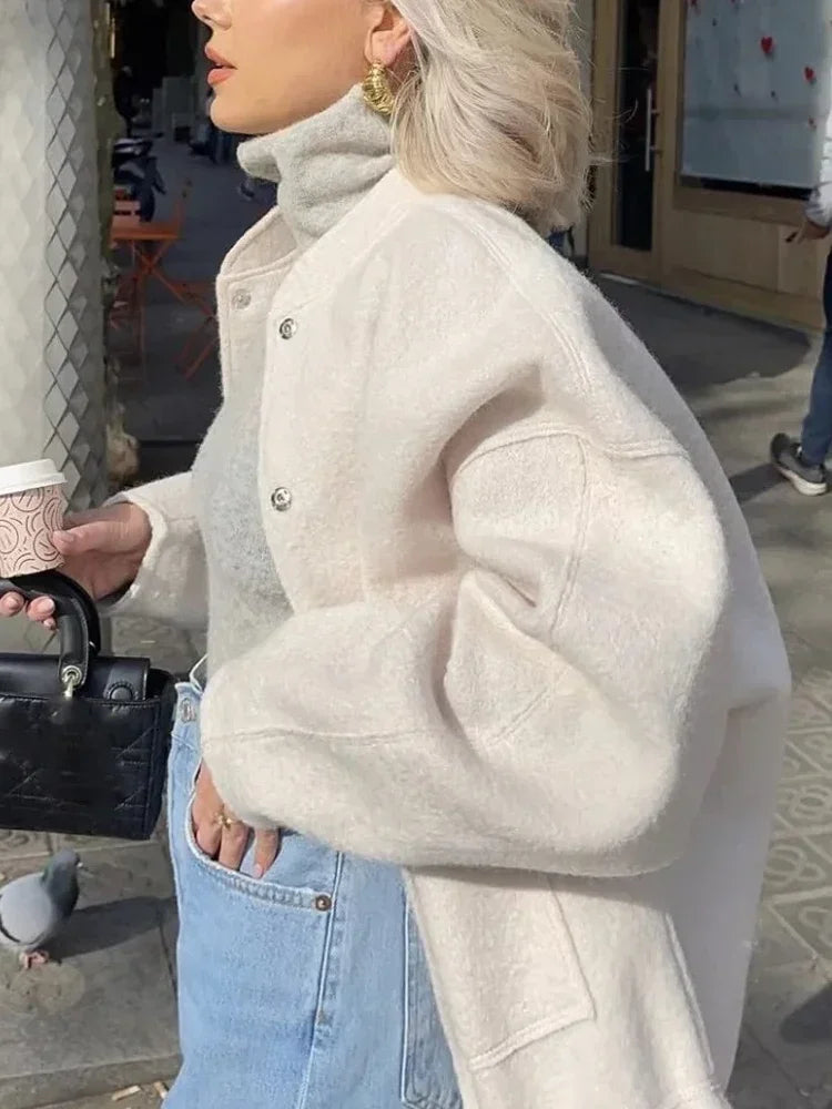 Oversize bomber jacket with buttons