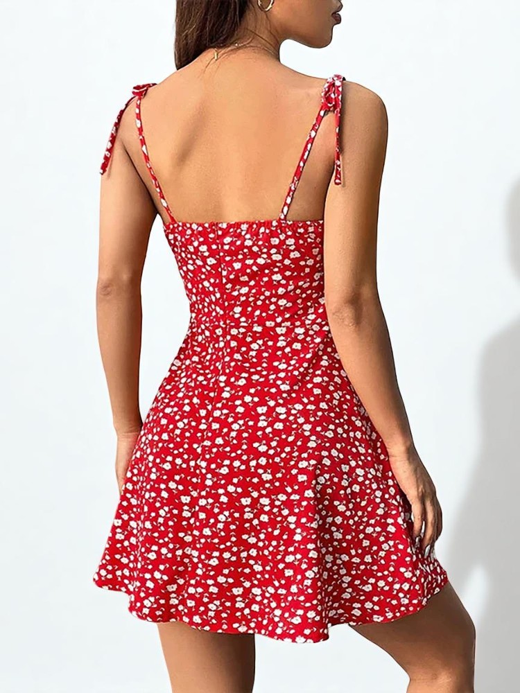 Floral Spaghetti Strap Mini Dress for Women – Summer Elegance 2025