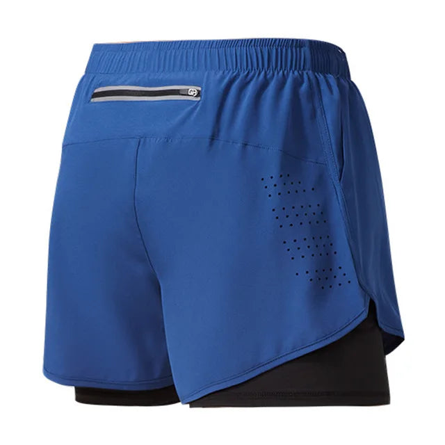 Men's 2-in-1 Running Shorts Black ā Double-Layer Fitness Shorts with Inner Shorts | Quick Drying & Breathable for Training, Workout & Bodybuilding