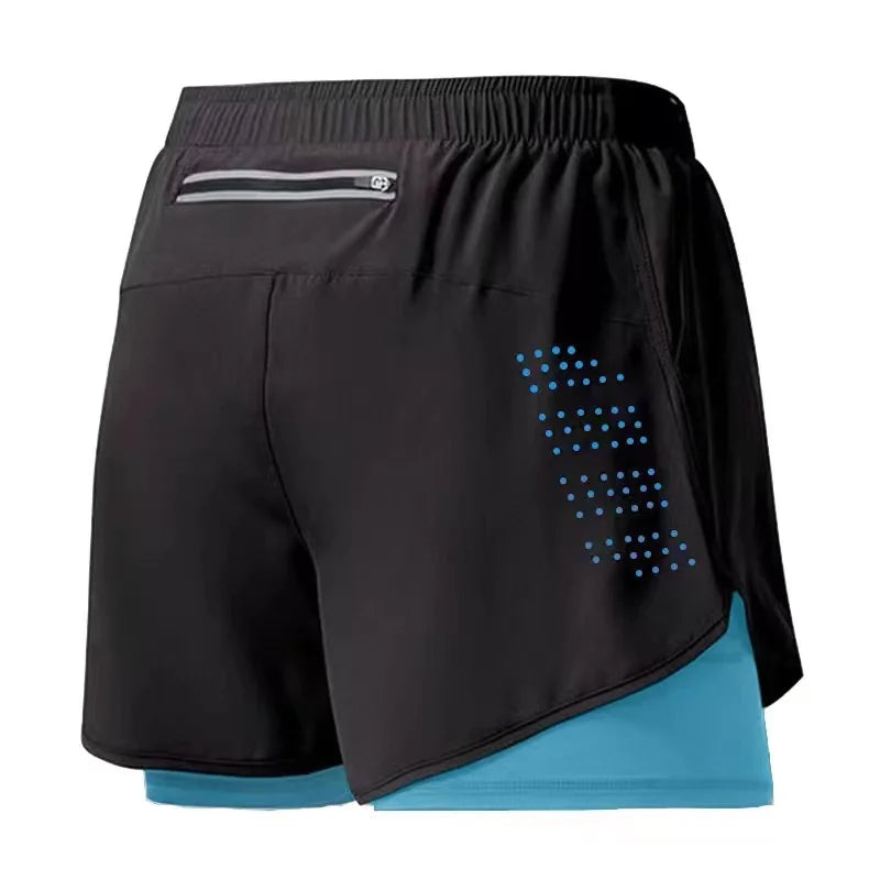 Men's 2-in-1 Running Shorts Black ā Double-Layer Fitness Shorts with Inner Shorts | Quick Drying & Breathable for Training, Workout & Bodybuilding