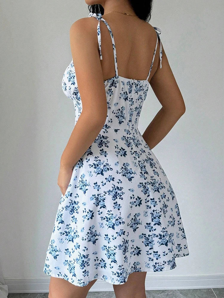 Floral Spaghetti Strap Mini Dress for Women – Summer Elegance 2025