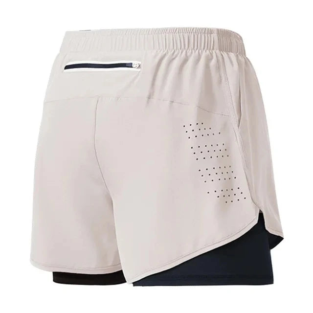 Men's 2-in-1 Running Shorts Black ā Double-Layer Fitness Shorts with Inner Shorts | Quick Drying & Breathable for Training, Workout & Bodybuilding