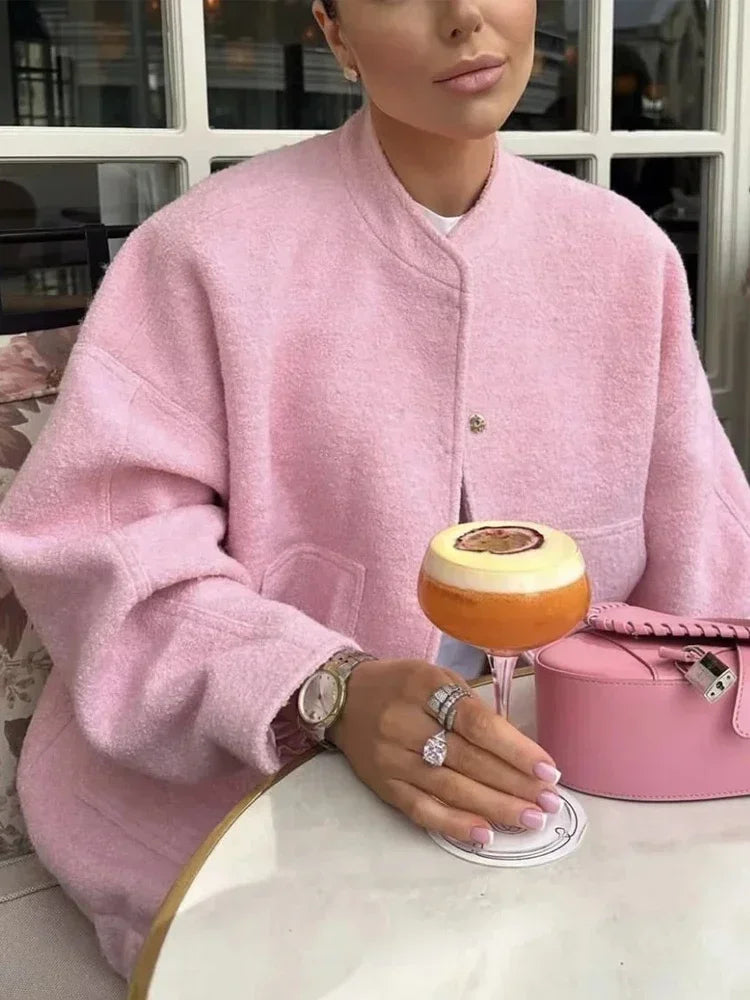 Oversize bomber jacket with buttons