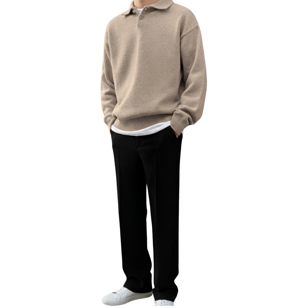 Herren Feinstrick-Pullover mit Polokragen – Smart & Elegant