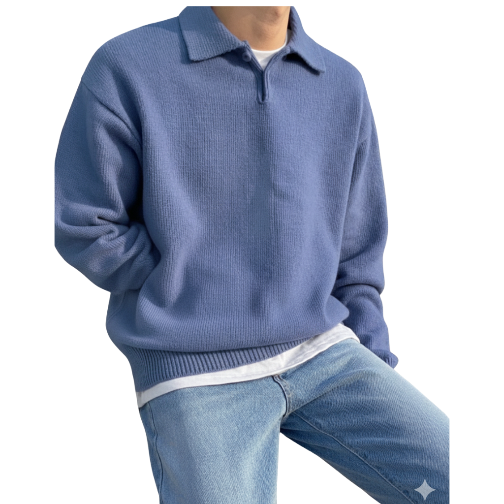 Herren Feinstrick-Pullover mit Polokragen – Smart & Elegant