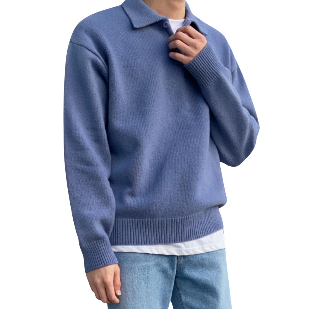 Herren Feinstrick-Pullover mit Polokragen – Smart & Elegant