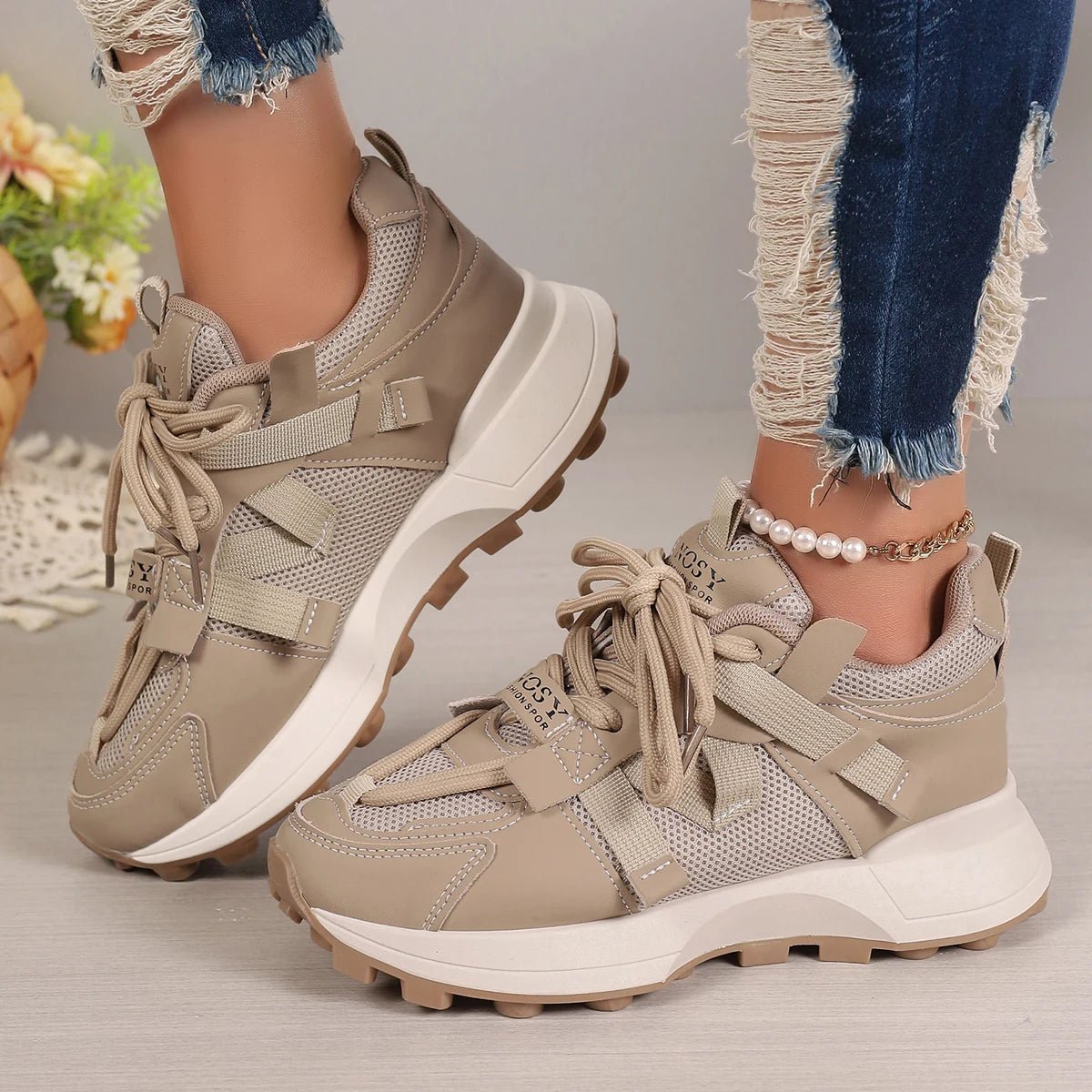 Atmungsaktive Damen Sneakers mit Plattform – Elegante, lässige Schuhe - Reminora